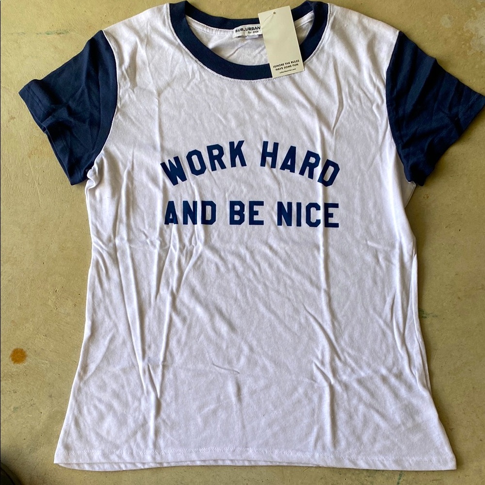 SUB_URBAN Navy and White Ringer Tee nwt